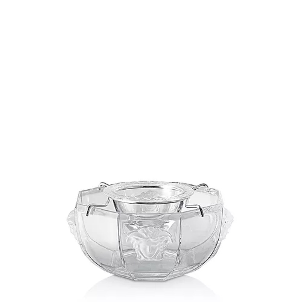 Versace Medusa Lumiere Caviar Bowl with 8 Mother of Pearl Caviar Spreader
